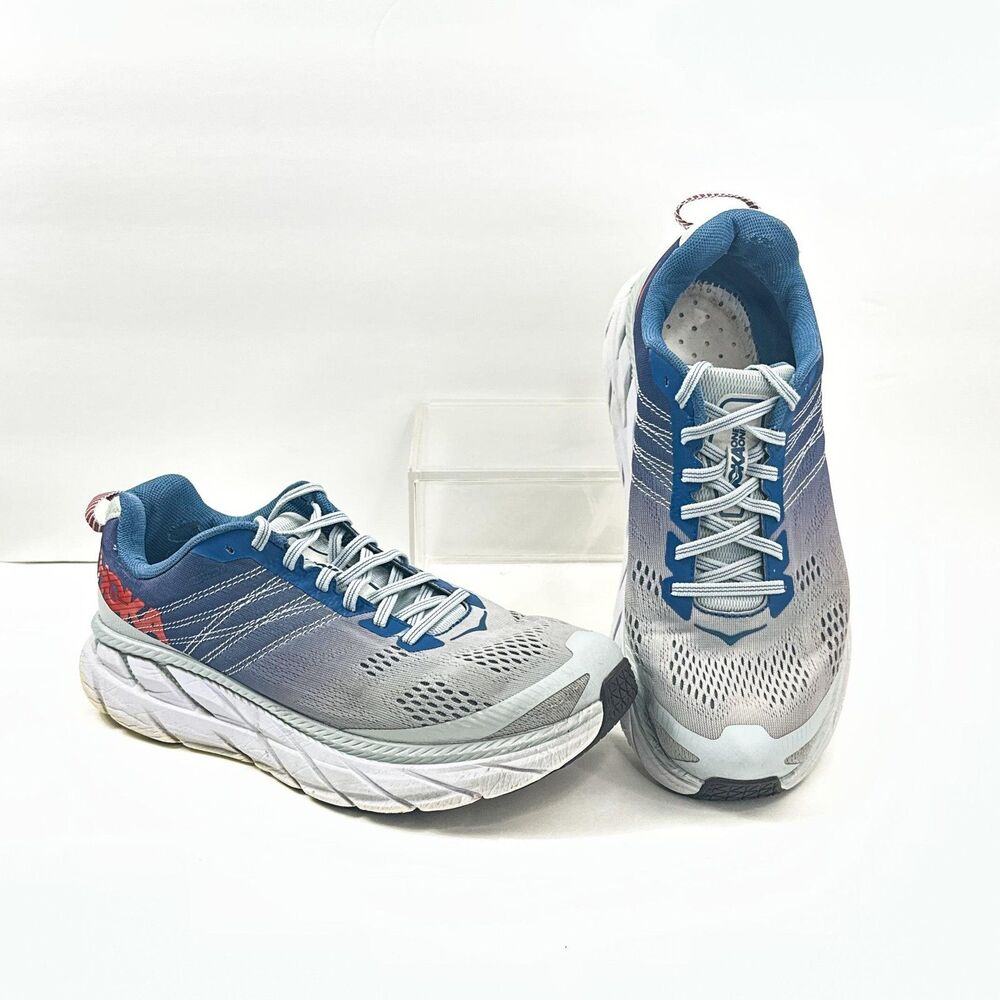 Hoka Clifton 9 Shoes Womens 10 Wide Blue Gray Running Athletic Sneakers One One